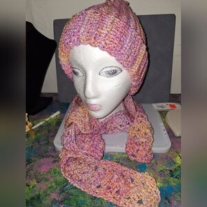Multicolor Crocheted Beanie and Scarf Set NWT